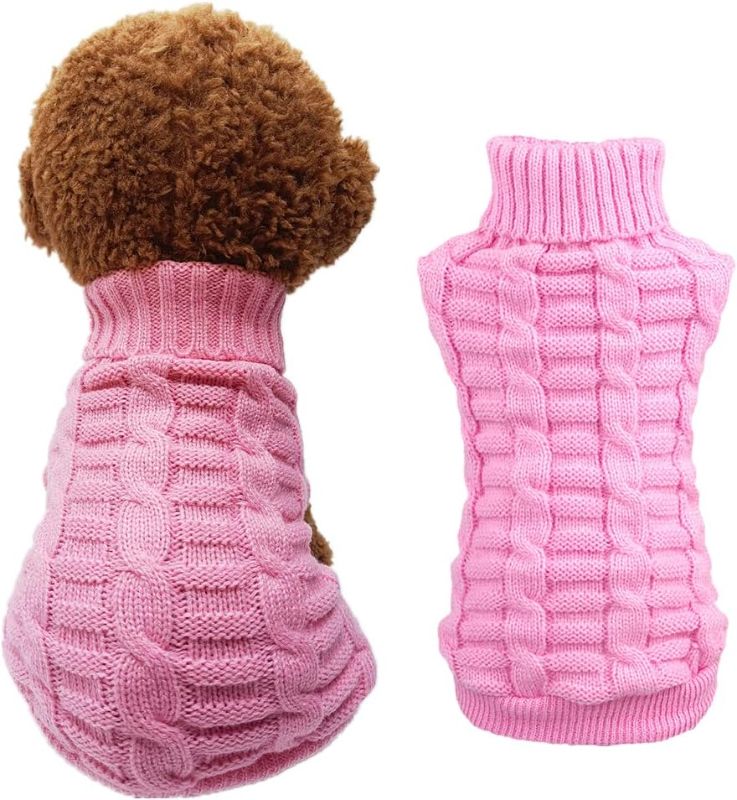 Photo 1 of Cat Sweater,Turtleneck Knitted Kitten Clothes,Cat Sweaters for Cats only, Sphynx Cat Clothes,Small Dog Sweaters(Pink,XXL)
