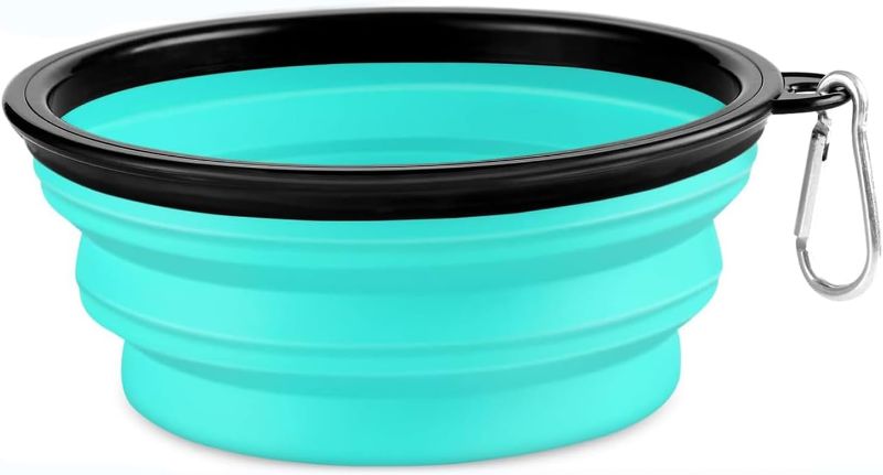 Photo 1 of Collapsible Dog Bowls Medium Size for Small/Medium Dogs, Dog Travel Water Bowl, Dog Cat Portable Water Bowl, Dog Pet Feeding Watering Dish Outdoor Hiking Parking Traveling with Carabiners
