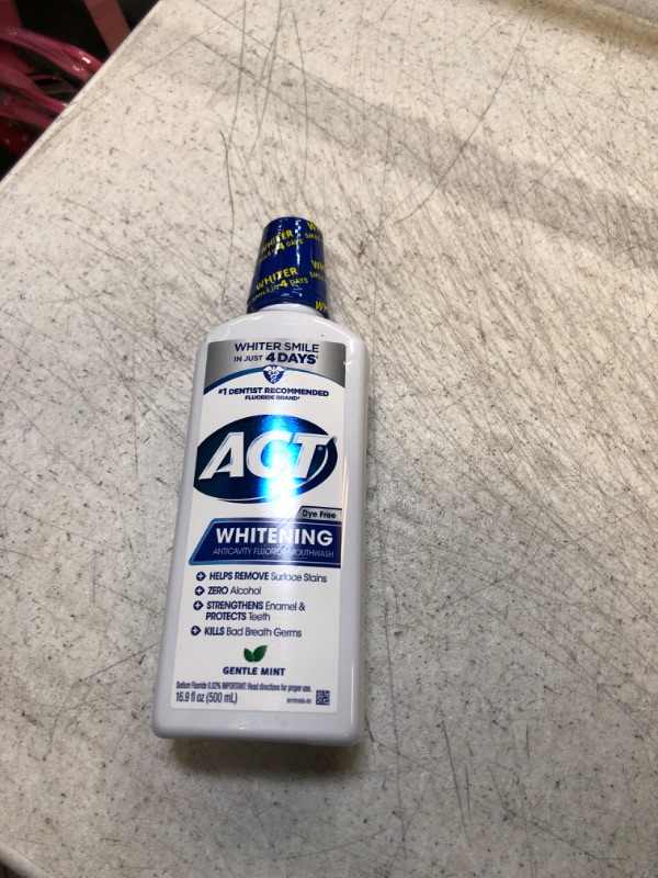 Photo 2 of ACT Whitening + Anticavity Fluoride Mouthwash 16.9 fl. oz. With Zero Alcohol, Dye Free, Gentle Mint