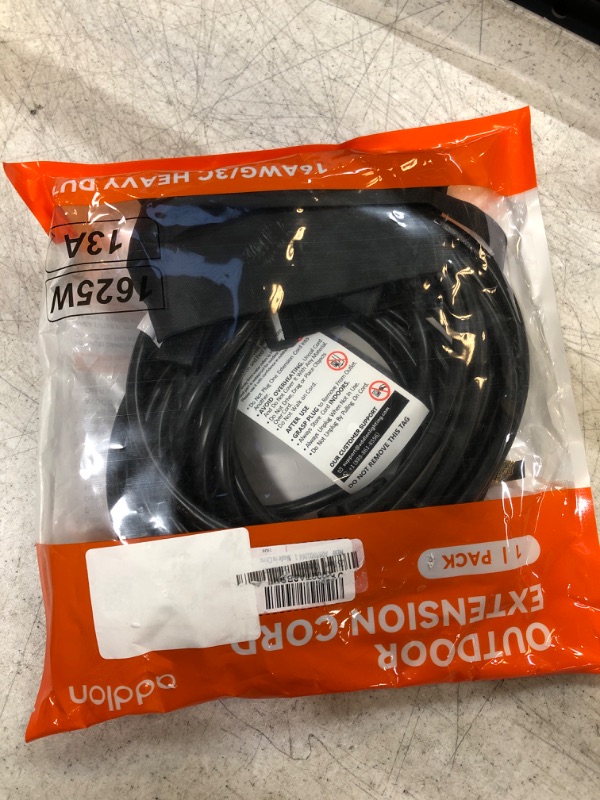 Photo 1 of 25 Feet Outdoor Extension Cord Waterproof Deep Black 16 AWG 3 Prong, Flexible Long Wires Perfect for Home or Office Use, UL Listed 25FT Black