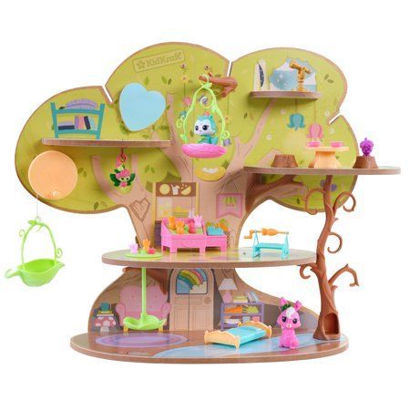 Photo 1 of KidKraft Lil Green World Wooden Market Treehouse Play Set With 26 Accessories
