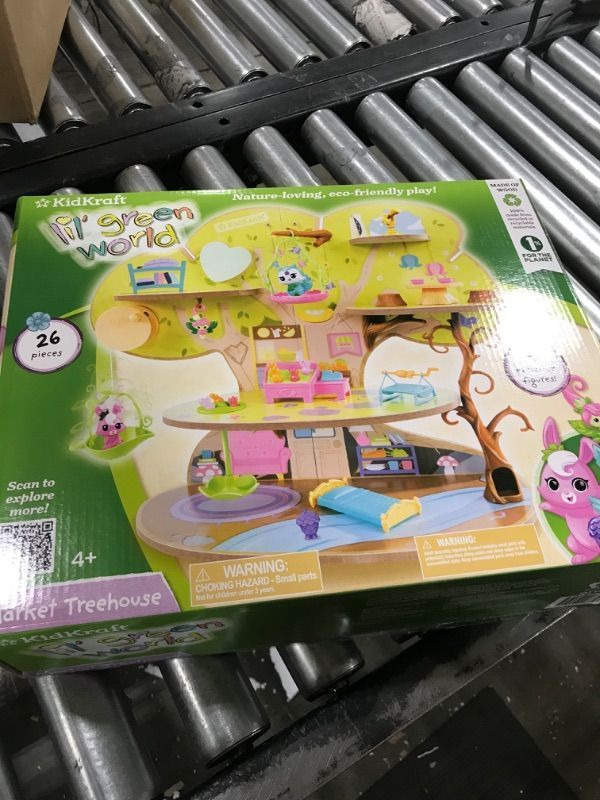 Photo 2 of KidKraft Lil Green World Wooden Market Treehouse Play Set With 26 Accessories
