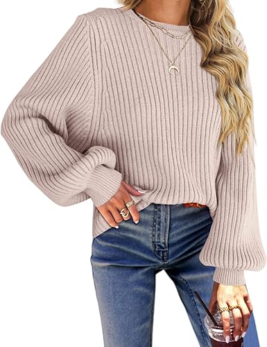 Photo 1 of imesrun Womens Oversized Crewneck Sweaters Chunky Lantern Long Sleeve Pullover Sweater Cozy Knit Jumper Top
size- small 