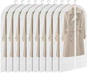 Photo 1 of IGELIN MAGELI Garment Bags for Hanging Clothes, Set of 10 Clear Suit Bags for Closet Wardrobe Storage, Dust-Proof Dress Bags Cover Protectors with Zipper, PEVA Moth-Proof Breathable, 24” x 48”
