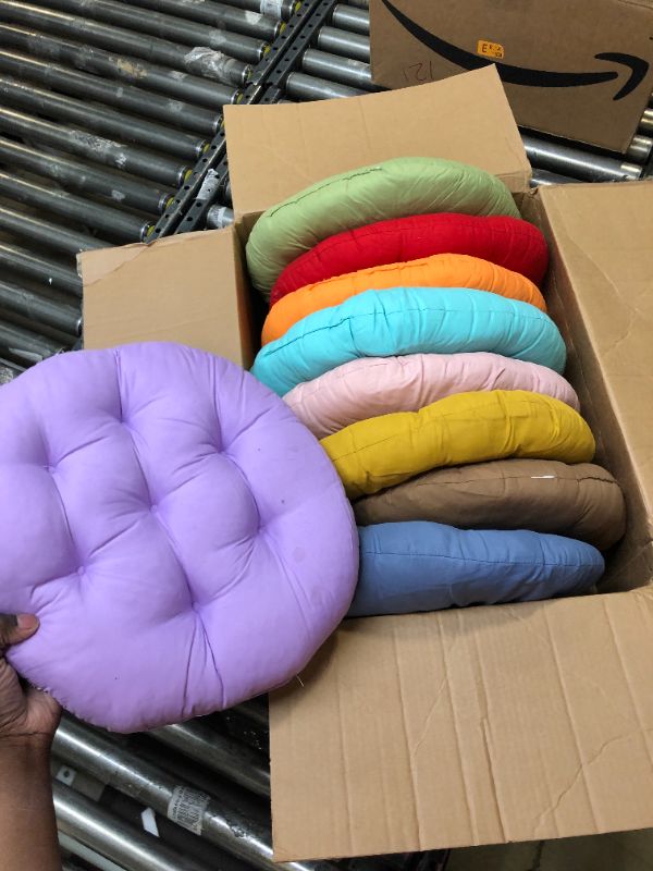 Photo 3 of 9 PCs Floor Pillows Cushions Round Seat Pillows Seating 15 x 15 Inches Color Chair Cushions Floor Pillow Reading Cushion for Kids Adults Classroom Home School Playing Supplies (Colorful)