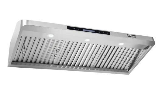 Photo 1 of 48 in. 900 CFM Ducted Under Cabinet Range Hood with Touch Display, LED Lights, and Permanent Filters in Stainless Steel

