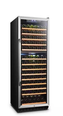Photo 1 of 23 in. 160-Bottle Stainless Steel Dual Zone Wine Refrigerator
