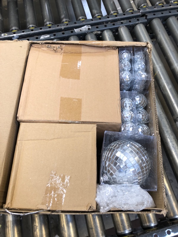 Photo 2 of 150 Pcs Disco Balls Ornaments Bulk Silver Hanging Glass Disco Ball 70s Decorations Large Mini Disco Ball Decor Reflective Mirror Ball for Disco Party Supplies Graduation Party 8/6/4/2/1.6/1.2/0.8 Inch