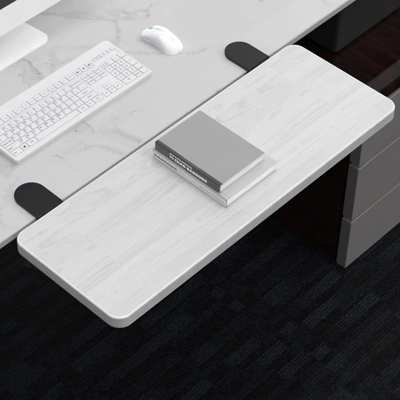 Photo 1 of Siiboat Desk Extender 29.5" x 9.45" Ergonomic Computer Table Extension Arm Support Collapsible Keyboard Tray for Square Tabletop - White Maple
