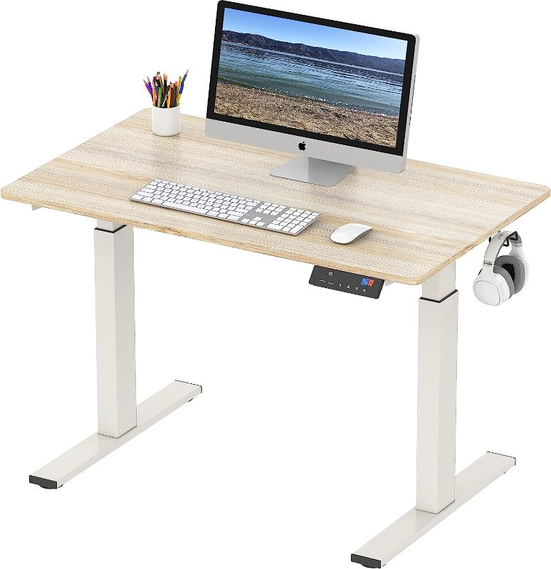 Photo 1 of SHW Memory Preset Electric Height Adjustable Standing Desk, 40 x 24 Inches, Maple
