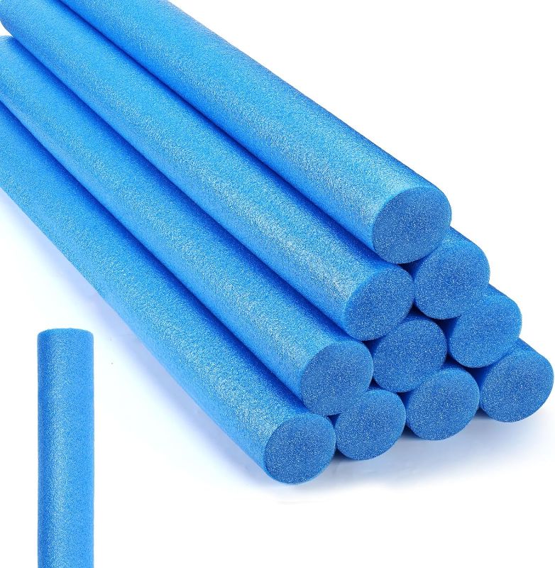 Photo 1 of 12 Pcs Floating Pool Noodles Foam Tube 1.5 x 35 Inches Floating Foam Tube Round Solid Foam Noodle for Kids Adults Floating Swimming Craft Project
