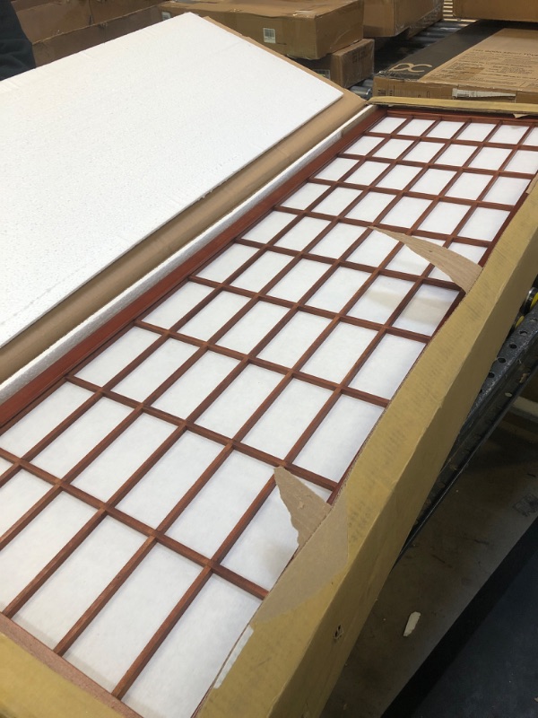 Photo 2 of 4 ft. Short Window Pane Shoji Screen - Walnut - 5 Panels