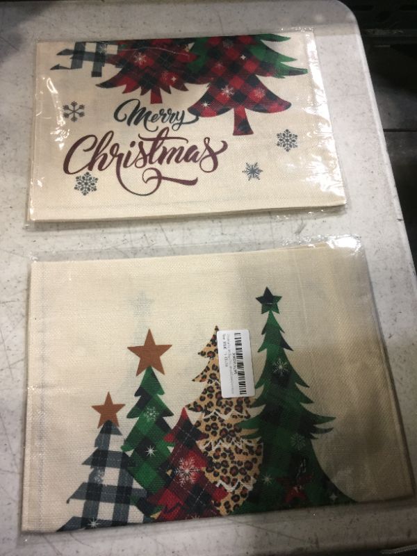 Photo 1 of 2 PACK ---Merry Christmas Garden Flag 12 x 18 Double Sided?Christmas Trees Winter Yard Outdoor Decorations Winter Yard Holiday Christmas Tree Flags for Home Outside Front Porch House Farmhouse
