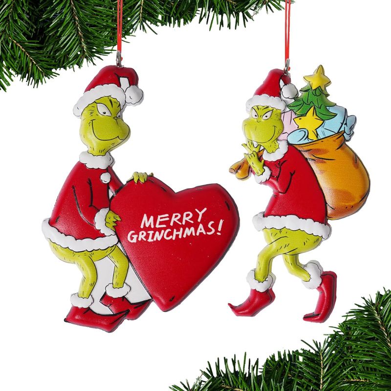 Photo 1 of 2 Pcs Christmas Decorations Christmas Tree Hanging Ornaments - How The Green Monster Stole Christmas Funny Stole Christmas Tree Resin Pendant Ornaments Decor Style 3
