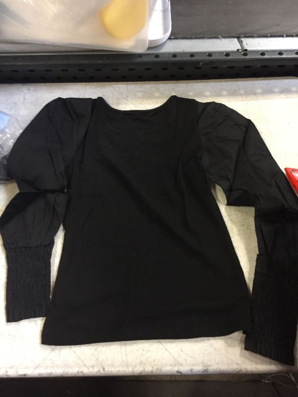 Photo 2 of Girls Puff Long Sleeve Shirts Kids Fashion Round Neck Ribbed Knit Tops - SIZE 8-10
