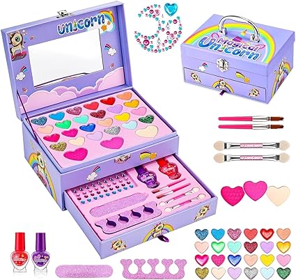 Photo 1 of Kids Makeup Kit for Girl, Washable Makeup Kit for Kids W/Mirror, Non Toxic Pretend Makeup for Little Girl,Princess Cosmetic Girls Toys, Valentines Day Gifts for Little Girls Age 3+