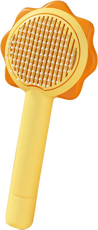 Photo 1 of Airshi Dog Brush Long Handle ABS Easy to Clean Pet Grooming Comb Ergonomic for Travel (Yellow)