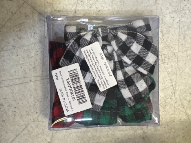 Photo 2 of 6pcs Christmas Hair Bow Clips for Girls,4Inch Buffalo Plaid Barrettes Accessories with Alligator Hairpins Gifts for Womens Kids Toddlers Teens(Green, Red and White Plaid)