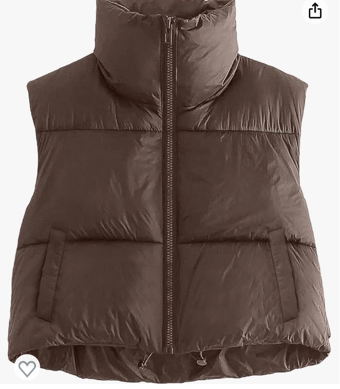 Photo 1 of AUTOMET Womens Cropped Puffer Vest Winter Lightweight Sleeveless Warm Outerwear Vests Padded Gilet