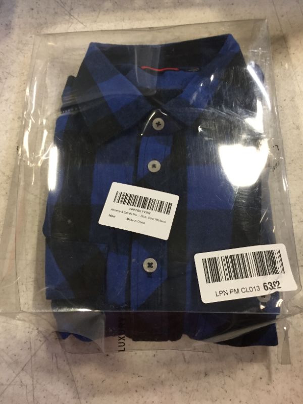 Photo 2 of Alimens & Gentle Men's Button Down Regular Fit Long Sleeve Plaid Flannel Casual Shirts Blue/Black Plaid Medium