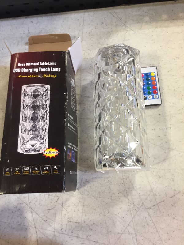 Photo 1 of Crystal Lamp, 16 Color Changing RGB Rechargeable Rose Crystal Table Lamp with USB + Remote, Touch Control Crystal Rose Lamp, Romantic Diamond Night Light for Living Room