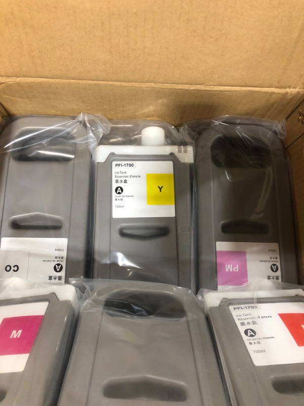 Photo 1 of Compatible Ink Cartridge Replacement for Canon PFI-1700 for Canon imagePROGRAF Pro2000,2100 Pro 4000s,4100,6000s,6100,6100S,4100S (MBK PBK C M Y R GY B PGY PC PM CO 12-Pack Pigment Ink)