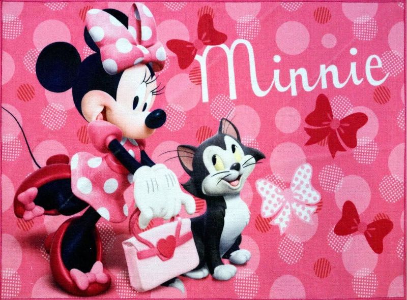 Photo 1 of Gertmenian Disney Mickey Mouse Rug Boys Girls Childrens Bedroom Decor Kids Home Play Room Mat Bedding Area Carpet, 54x78 Large, Minnie & Figaro Cat Pink Polka Dots; 46909