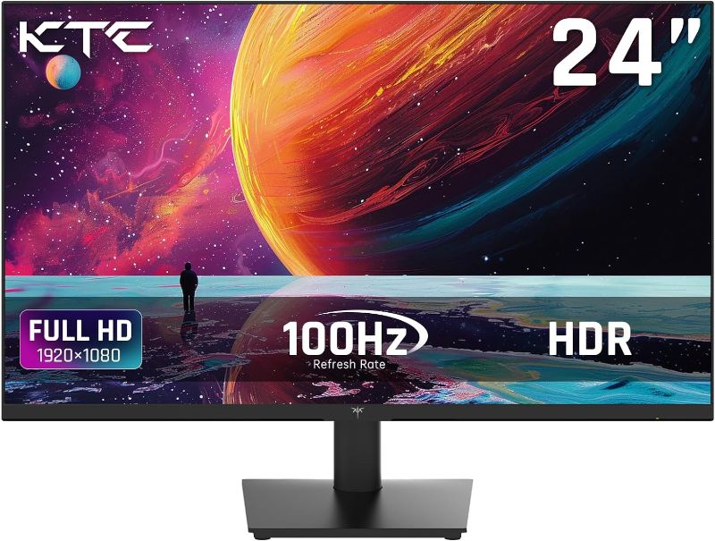 Photo 1 of 24 inch Monitor - 1080P Monitor, 100Hz FreeSync Gaming Monitor with HDR10,VESA Mountable, Adjustable Tilt, ZeroFrame Design, HDMI,VGA,Earphone Ports, PC Monitor Work Monitor for Office…
