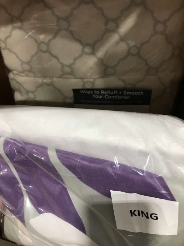 Photo 2 of Madison Park Essentials Maible Cozy Bed in A Bag Comforter with Complete Cotton Sheet Set-Floral Medallion Damask Design All Season Cover, Decorative Pillow, King (104 in x 92 in), Purple/Gray Floral Purple King (104 in x 92 in)
