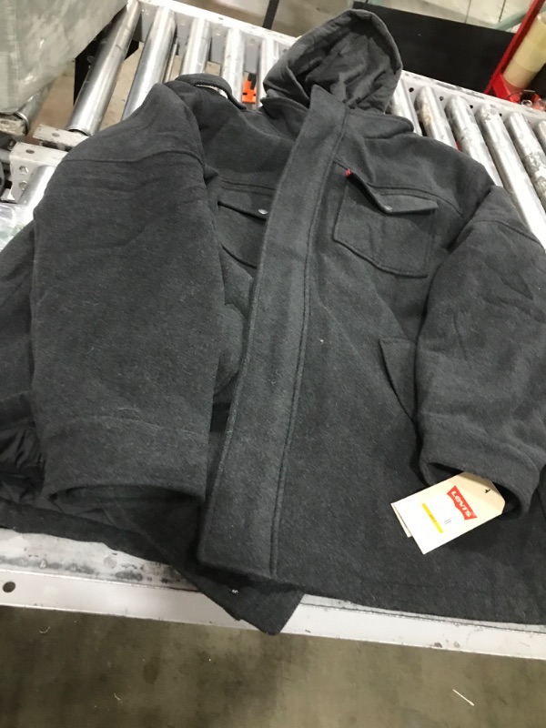 Photo 2 of Levi's Men's Wool Blend Hooded Military Jacket Big & Tall 4X-Large Tall Charcoal