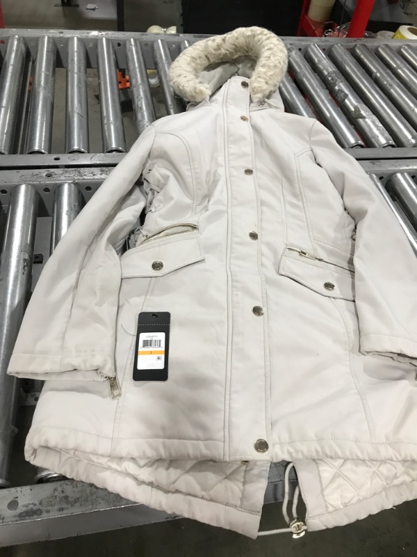 Photo 1 of GUESS Women’s Long Softshell Coat-Water Resistant Fall Jacket, Faux Fur Small Stone 
"Dirty"