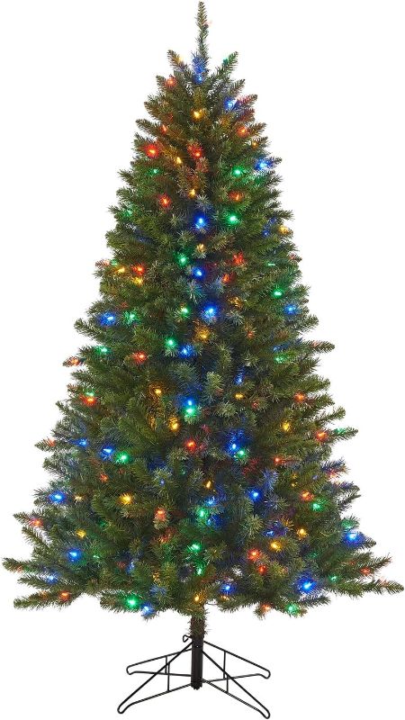 Photo 1 of Honeywell 6 ft Pre-Lit Christmas Tree, Eagle Peak Pine Artificial Christmas Tree with 300 Color-Changing LED Lights, Xmas Tree with 927 PVC Tips,Tree Top Connector, UL Certified Color-Changing 6 ft 300 Led Lights