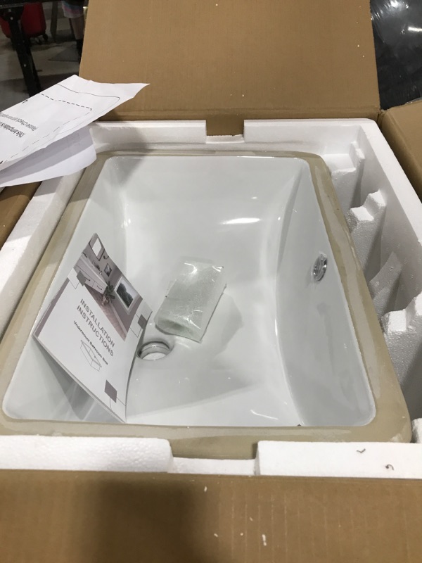 Photo 2 of Undermount Sink Bathroom Rectangular - Mocoloo 20"x 14" White Rectangle Porcelain Sink 20 Inch With Vertical Sides and Overflow 