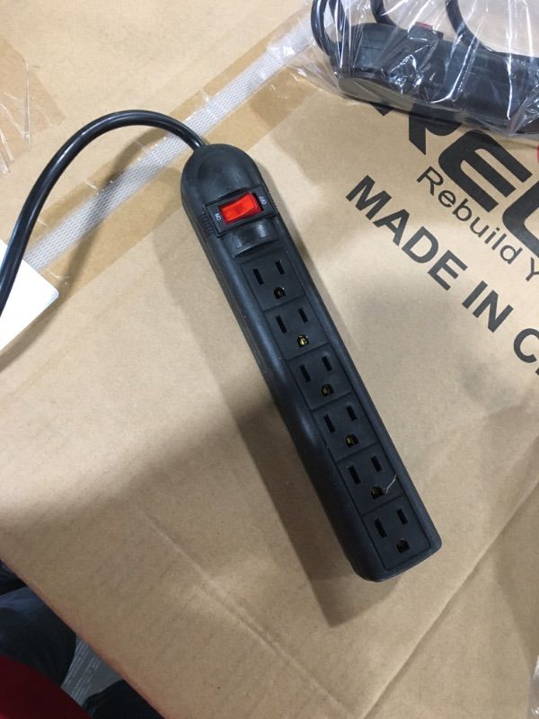 Photo 1 of  6 Outlet Surge Protector Power Strip, 6ft Cord, Black, $10,000 INSURANCE (TLP6B)