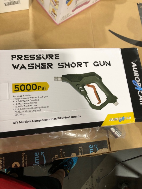 Photo 3 of Pressure Washer Short Gun, Commercial 5000 PSI 12 GPM 5 Spray Nozzle Tips, 3/8" Quick Connect Plug and M22-14/15mm Fittings, Power Washer Gun Compatible with Foam Cannon