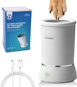 Photo 1 of DOGNESS Automatic Dog Paw Cleaner and Massager, Electric Paw Washer for Dogs Portable Paw Cleaner Cup, Dog Foot Cleaning Machine USB Rechargeable, Designed for Medium to Large Dogs (White)
