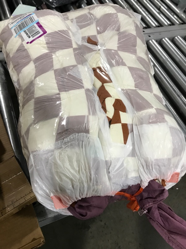 Photo 2 of Houseri Plaid Brown and White Comforter Set Cal King Russet Brown Buffalo Checkered Comforter Bedding Sets California King Men Women Modern Camel Grid Checkerboard Comforter Cal King Gingham Bedding Cal King(96''*104''-Comforter) 2-white Brown Plaid