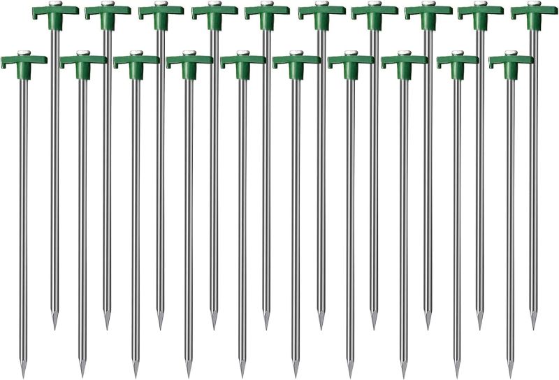 Photo 1 of 20 Pack Tent Stake, 10.25 Inch Galvanized Non-Rust Camping Family Tent Pop Up Ground Anchors for Tents, Canopies, Patio, Garden, Green
