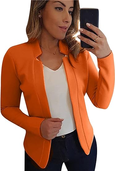 Photo 1 of BOFETA Women Long Sleeve Blazer Lightweight Open Front Business Jacket Blazer Notched Collar Slim Work Office Coat
MEDIUM 