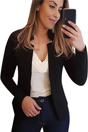 Photo 1 of YMING Womens Business Open Front Blazer Long Sleeve Work Office Jackets Solid Color Short Cardigans Plus Size
MEDIUM 