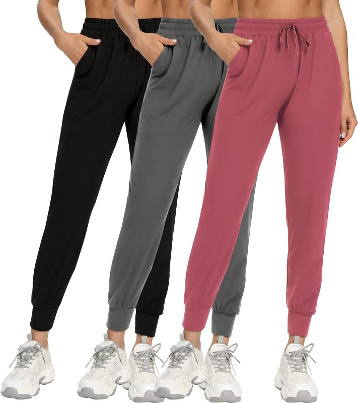 Photo 1 of FULLSOFT 3 Pack Sweatpants for Women-Womens Joggers with Pockets Athletic Leggings for Workout Yoga Running Medium 
