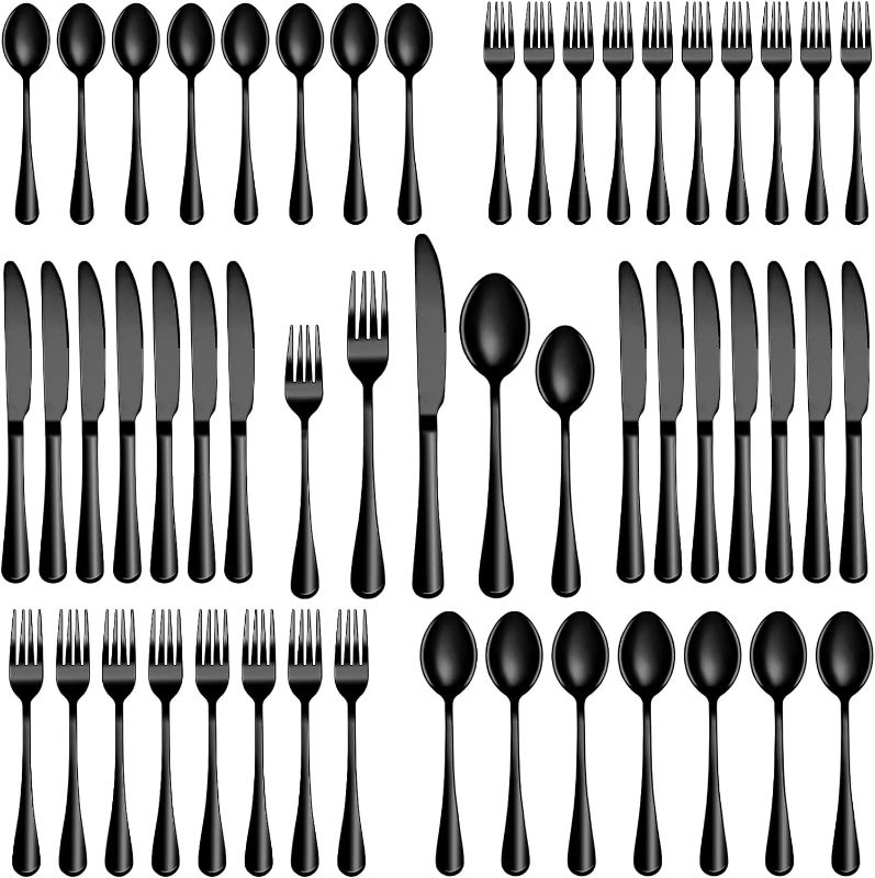 Photo 1 of 20 Pcs Black Silverware Set, Stainless Steel Flatware Set Service for 4, Mirror Polished Cutlery Utensil Set, Durable Home Kitchen Eating Tableware Set, Include Fork Knife Spoon Set, Dishwasher Safe
