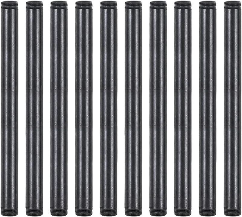 Photo 1 of 10 Pack 3/4 Inches x 12 Inches Black Malleable Steel Nipples Fitting, DIY Steampunk Industrial Vintage Style.
