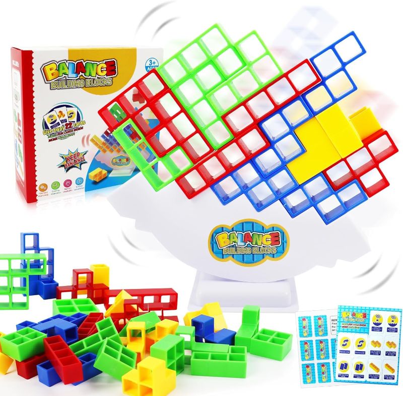 Photo 1 of 48 Pcs Swing Stack High Child Balance Building Toy, Stacking Blocks Balance Game, DIY Assembling Versatile Toy Board Table Games, Brain Game Building Block
