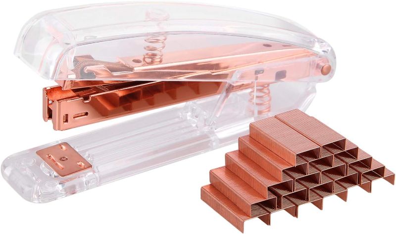 Photo 1 of Stapler,Clear Desk Stapler with 1000 Pieces Staples - Rose Gold (Stapler)
