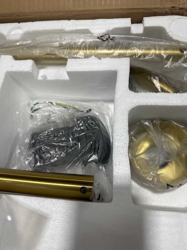 Photo 1 of 84" DC Motor Ceiling Fan with Light, 6-Speed Remote Control, Reversible Motor, Modern 9 Blades Ceiling Fan 4.5"/12"/24" Downrods for Home or Commercial, Living Room/Restaurant White/Gold White+Gold 84"