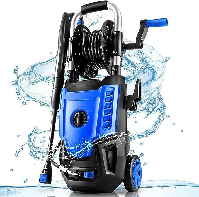 Photo 1 of Pressure Washer 1.8GPM 1800W High Electric Pressure Washer Power Washer Cleaner with All-in-one Spray Nozzle, Hose Reel, 20 Ft Hose & 35 Ft Wire for Cleaning Cars, Driveways, Patios
