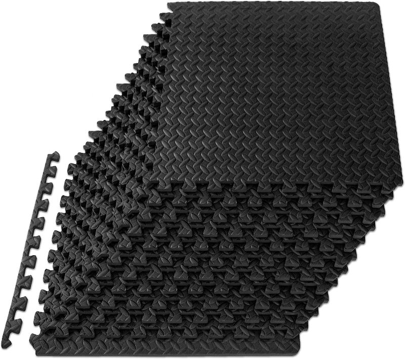 Photo 1 of 12 Pack ProsourceFit Puzzle Exercise Mat ½ in, EVA Interlocking Foam Floor Tiles for Home Gym, Mat for Home Workout Equipment, Floor Padding for Kids
