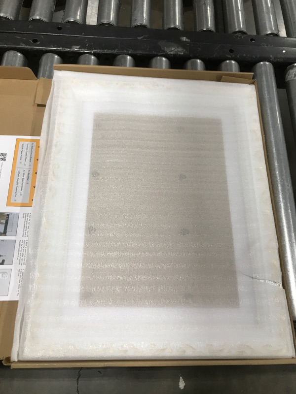 Photo 1 of 19x15 Contemporary Gold and White Complete Wood Picture Frame with UV Acrylic Plexiglass, Foam Board Backing & Hardware Included
