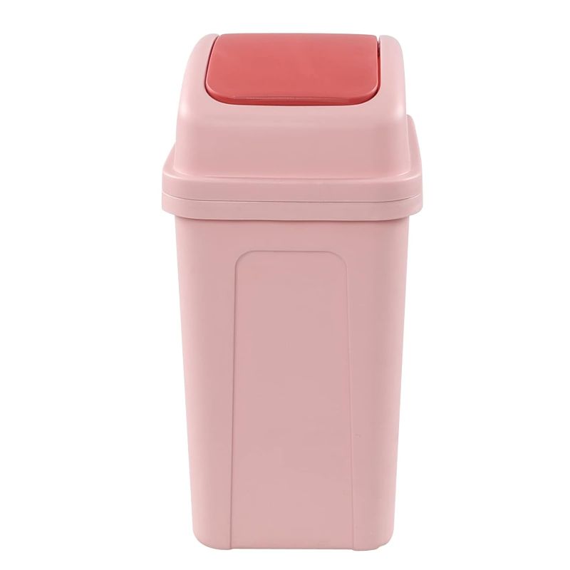 Photo 1 of 1.8 Gallon Small Garbage Can with Swing Lid, Plastic Swing-top Trash Can, Pink
